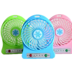 Portable Mini Fan Rechargeable Battery Operated With 3 Speed For Wind Speeds Control, 1 Led Lamp On Side. (Color May Vary)